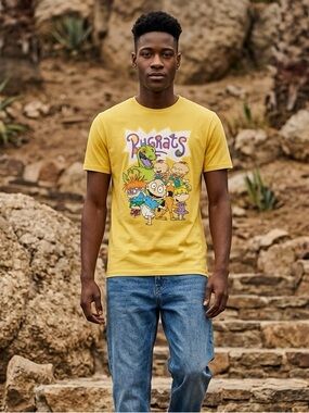 NWOT Nickelodeon Unisex Rugrats 90s TV Yellow Short Sleeve Graphic Tee Shirt - L